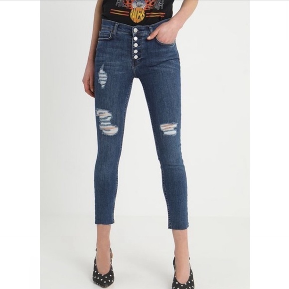 Free People button fly knee hole Jeans 28 - Picture 3 of 11